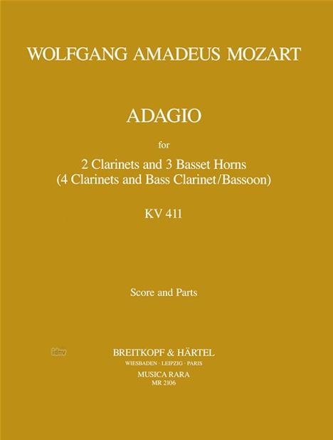 Wolfgang Amadeus Mozart: Mozart,W.A.         :Ada... /P,SS /2Klar,3BAHN /BR, Noten