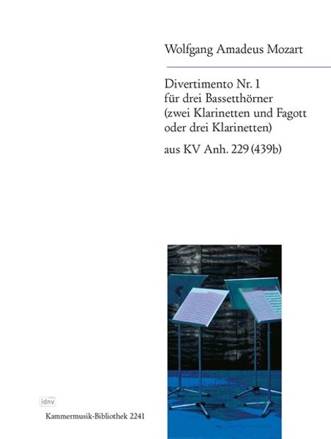 Divertimento Nr.1 B-Dur KV Anh. 229 (439B), Bläsertrio, Partitur und Stimmensatz, Noten