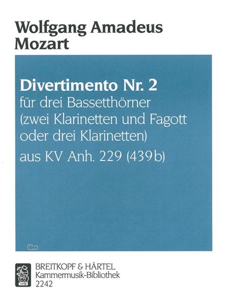 Wolfgang Amadeus Mozart: Divertimento Nr.2 B-Dur KV Anh, Noten