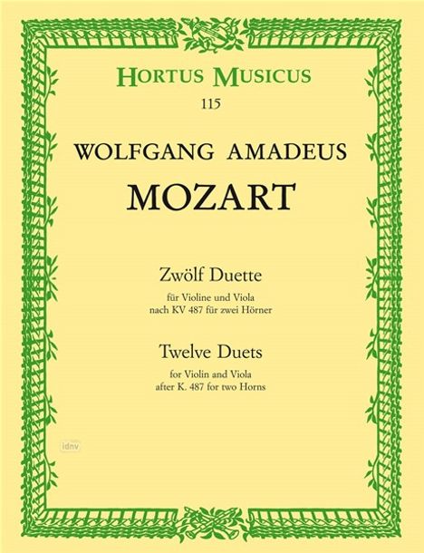 Wolfgang Amadeus Mozart: Zwölf Duette für Violine und Viola KV 487, Noten