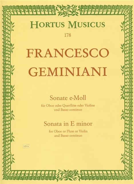 Francesco Geminiani: Gemin.,F.           :Sonate ... /SP/E /Ob/Fl/V /GH, Noten