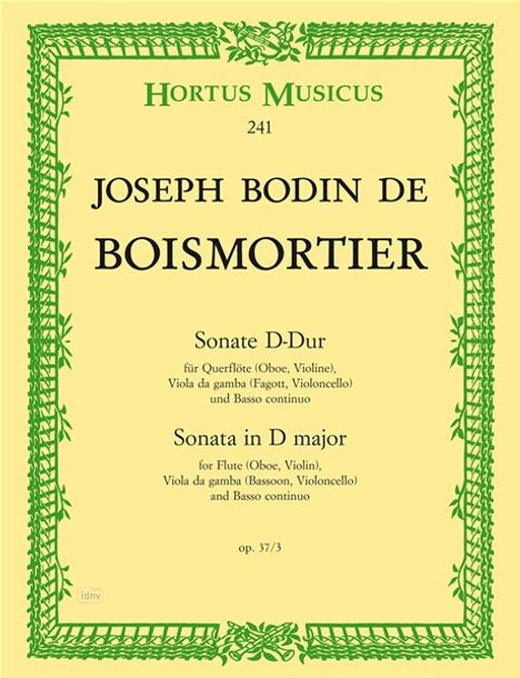 Joseph Bodin de Boismortier: Boismortier, Joseph :Son. f. Flöte /SP /Fl/Ob/, Noten