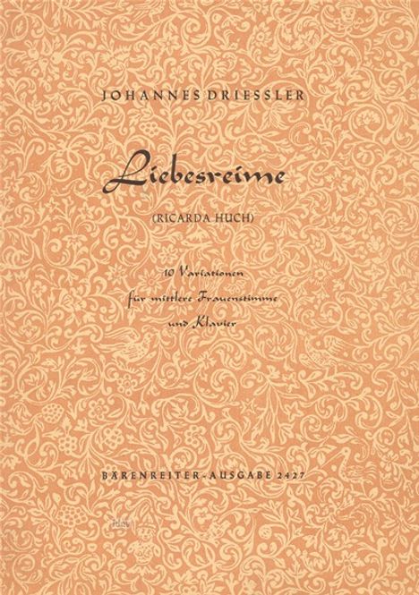 Johannes Driessler: Liebesreime op. 10/3, Noten