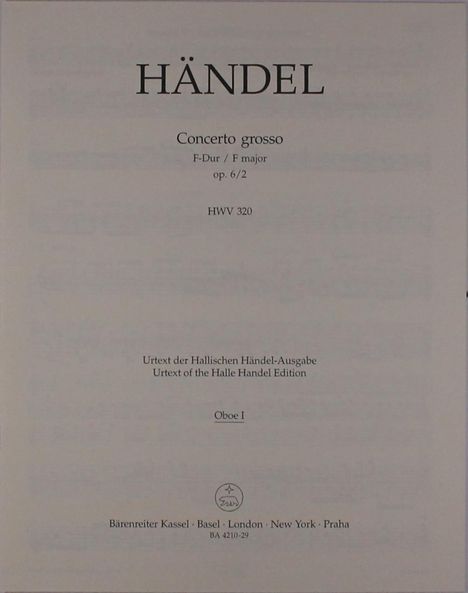 Georg Friedrich Händel: Concerto grosso F-Dur op. 6/2, Noten