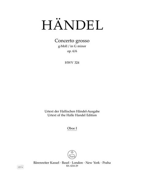 Georg Friedrich Händel: Concerto grosso g-Moll op. 6/6, Noten