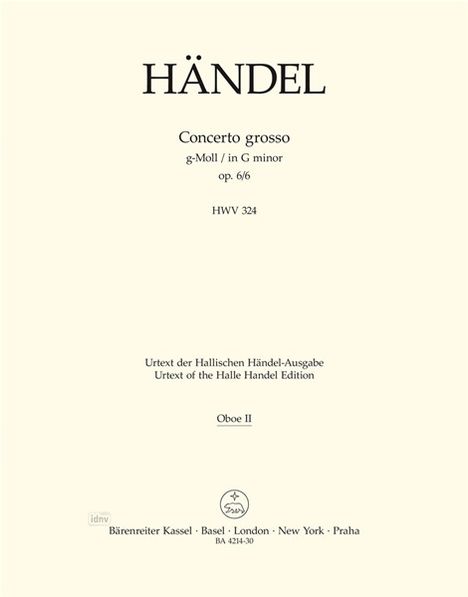 Georg Friedrich Händel: Concerto grosso g-Moll op. 6/6, Noten