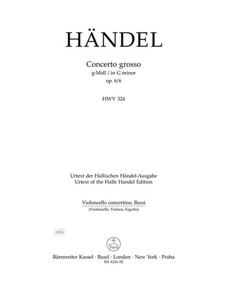 Georg Friedrich Händel: Concerto grosso g-Moll op. 6/6, Noten