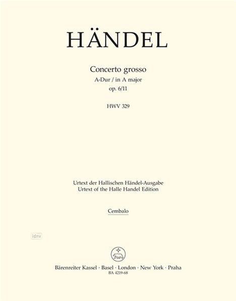 Georg Friedrich Händel: Concerto grosso A-Dur op. 6/11, Noten