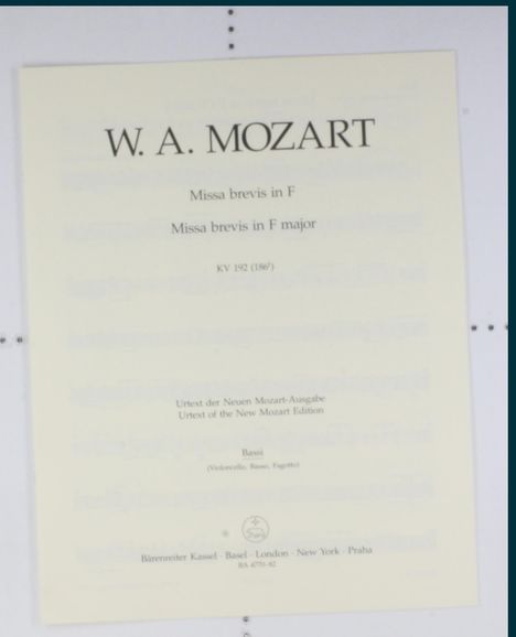 Wolfgang Amadeus Mozart: Missa brevis F-Dur KV 192 (186, Noten