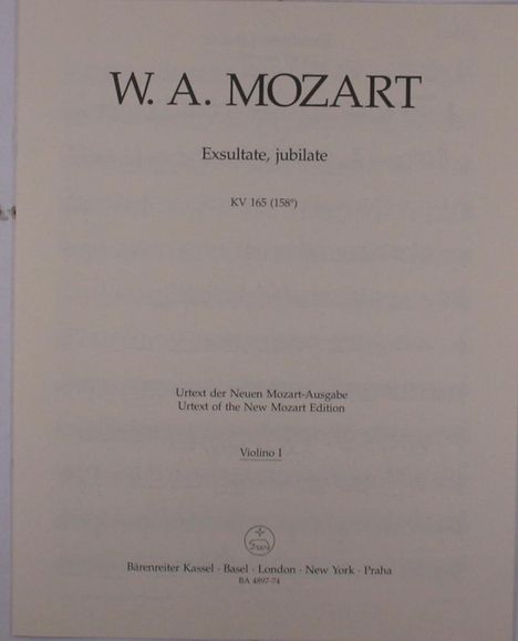 Wolfgang Amadeus Mozart: Exsultate, jubilate KV 165 (15, Noten