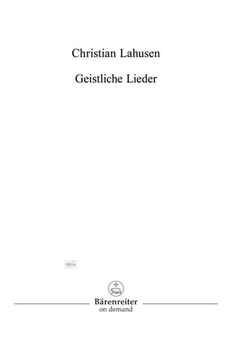 Christian Lahusen: Geistliche Lieder, Noten