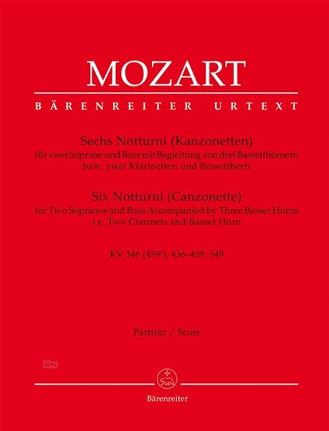 Wolfgang Amadeus Mozart: Sechs Notturni (Kanzonetten) K, Noten