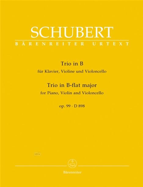Franz Schubert: Trio für Klavier, Violine und Violoncello B-Dur op. 99 D 898, Noten