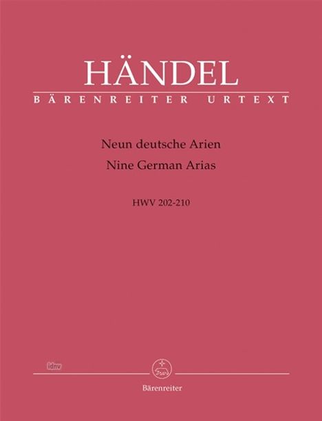 Neun deutsche Arien HWV 202-210 für Sopran, Soloinstrument und Basso continuo, Noten