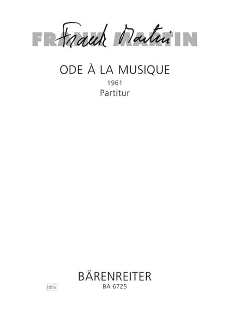 Ode a la Musique, Noten