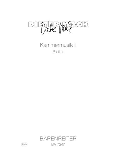 Dieter Mack: Kammermusik II, Noten