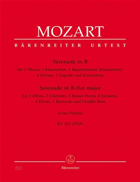 Wolfgang Amadeus Mozart: Serenade B-Dur KV 361 (370a) "Gran Partita", Noten
