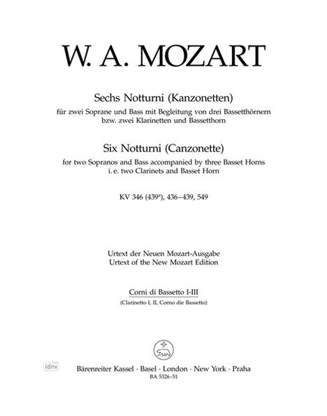 Mozart,W.A.         :Sechs Nottu... /BP /S/S/B /GH, Noten