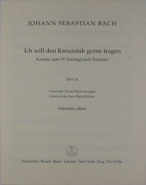 Johann Sebastian Bach: Ich will den Kreuzstab gerne t, Noten