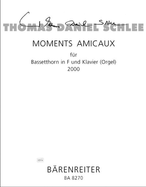 Thomas Daniel Schlee: Moments Amicaux für Bassetthor, Noten