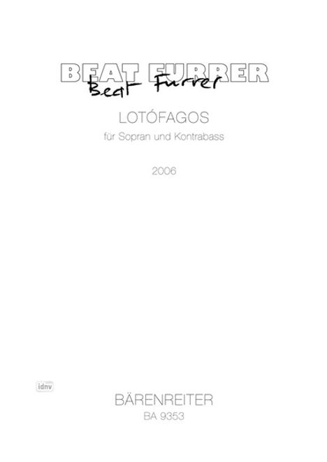 Beat Furrer: Furrer, Beat        :lot. I f. /P /SSolo/KB /G, Noten