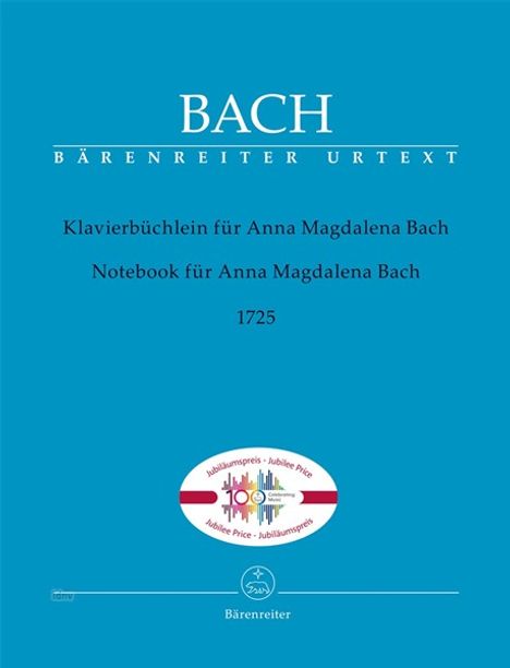 Klavierbüchlein für Anna Magdalena Bach (1725), mit Fingersätzen, Klavier, Noten