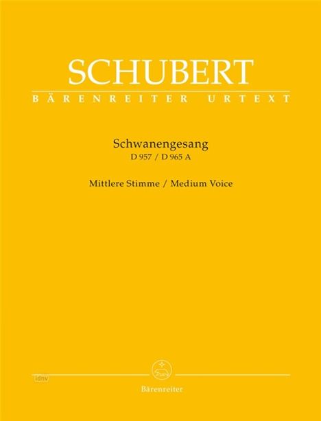 Schwanengesang D 957 / D 965 A, Gesang und Klavier, mittlere Stimme, Noten