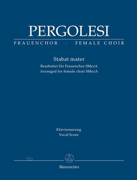 Stabat Mater, Bearbeitet für Frauenchor SMA, Klavierauszug, Noten