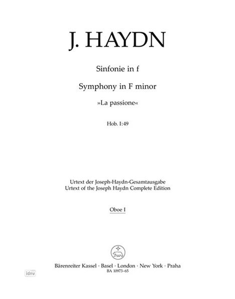 Joseph Haydn: Sinfonie f-Moll Hob. I:49 "La passione", Noten