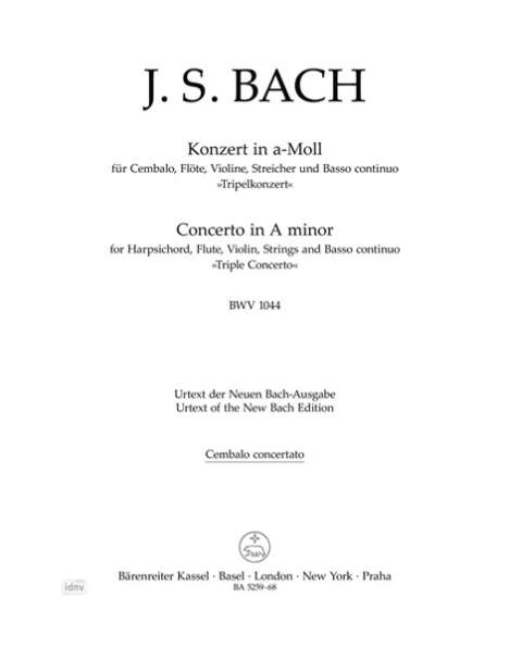 Johann Sebastian Bach: Konzert für Cembalo, Flöte, Violine, Streicher und Basso continuo a-Moll BWV 1044 "Tripelkonzert", Noten
