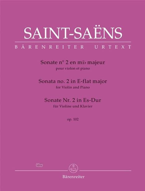 Camille Saint-Saëns: Sonate Nr. 2 für Violine und Klavier in Es-Dur op. 102, Buch