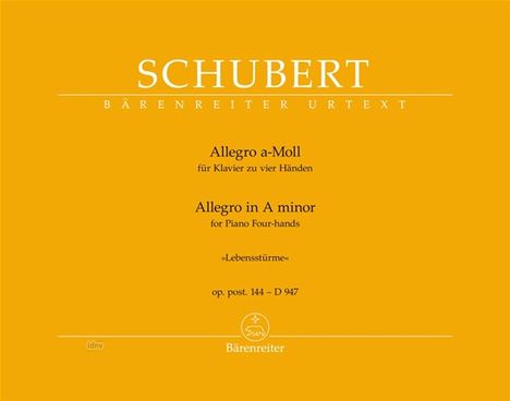 Franz Schubert: Allegro für Klavier zu vier Händen a-Moll op. post. 144 D 947 "Lebensstürme", Noten