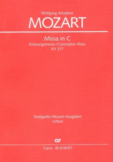 Wolfgang Amadeus Mozart: Missa C-Dur KV 317 (Krönungsmesse), Partitur, Noten