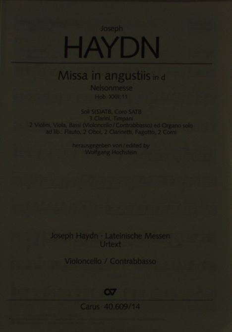 Joseph Haydn: Haydn, Joseph       :Missa in Angust. d-Moll H, Noten