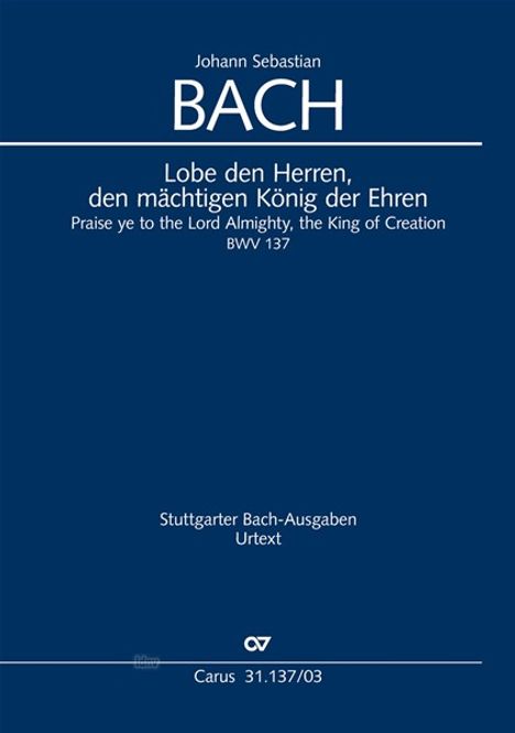 Lobe den Herren, den mächtigen König C-Dur BWV 137 (1725), Noten