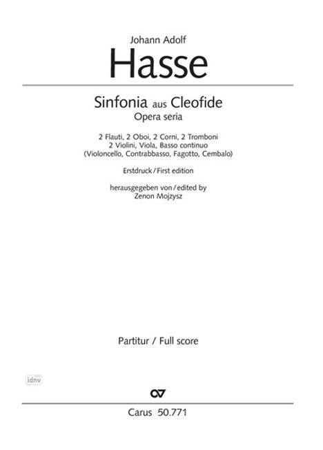 Johann Adolph Hasse: Sinfonia (1731), Noten