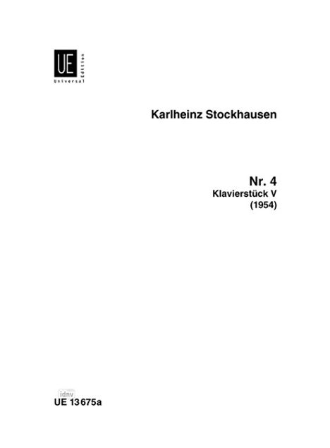 Karlheinz Stockhausen: Klavierstück V für Klavier Nr. 4 (1954), Noten