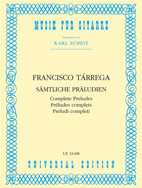 Francisco Tarrega: Sämtliche Präludien für Gitarre, Noten