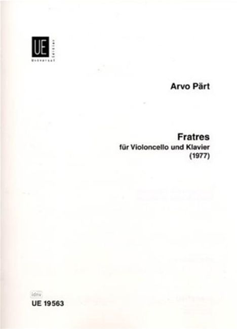 Arvo Pärt: Fratres für Violoncello und Klavier (1977), Noten