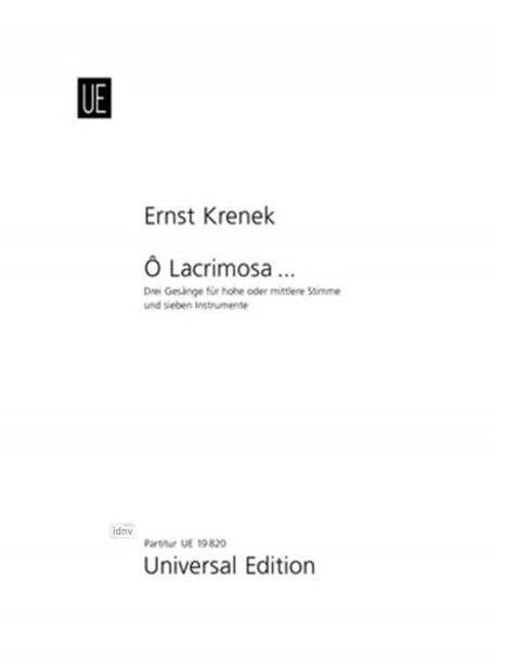 Ô Lacrimosa ... für Sopran oder Mezzosopran und 7 Instrumente (2 Flöten, 2 Klarinetten, 2 Fagotte, Harfe) op. 48a (1926), Noten