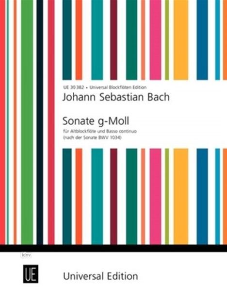 Johann Sebastian Bach: Sonate für Altblockflöte und Basso continuo g-Moll BWV 1034, Noten