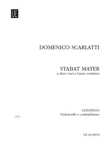 Domenico Scarlatti: Stabat mater für Soli: 4 Sopran, 2 Alt, 2 Tenor, 2 Bass und Orgel (Violoncello/Kontrabass), Noten