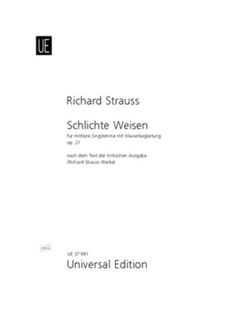 Strauss, R: Schlichte Weisen, Buch