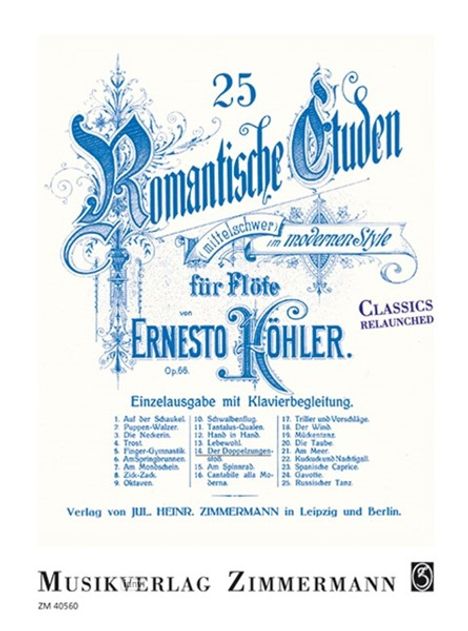 Ernesto Köhler: 25 romantische Etüden op. 66/14 (1894), Noten