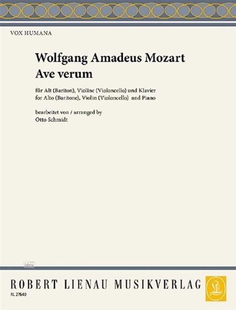 Wolfgang Amadeus Mozart: Ave verum VH 19, Noten