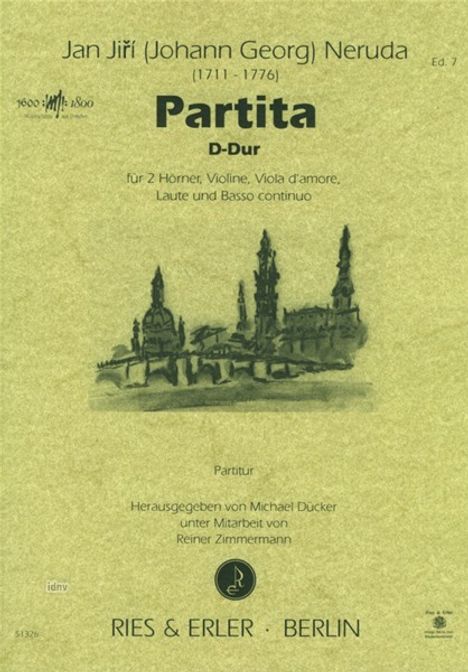 Johann Baptist Georg (Jiri) Neruda: Partita für 2 Hörner, Violine, Viola d'amore, Laute und Basso continuo D-Dur, Noten