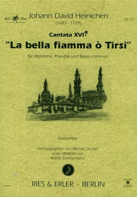 Johann David Heinichen: Cantata XVIa "La bella fiamma o Tirsi" für Altstimme, Theorbe und Basso continuo, Noten