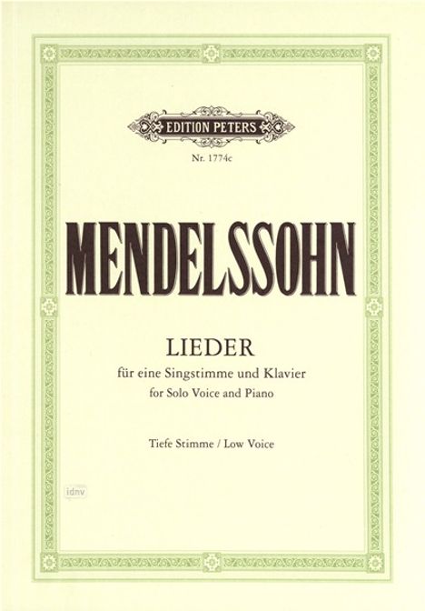 Felix Mendelssohn Bartholdy: Lieder, Noten