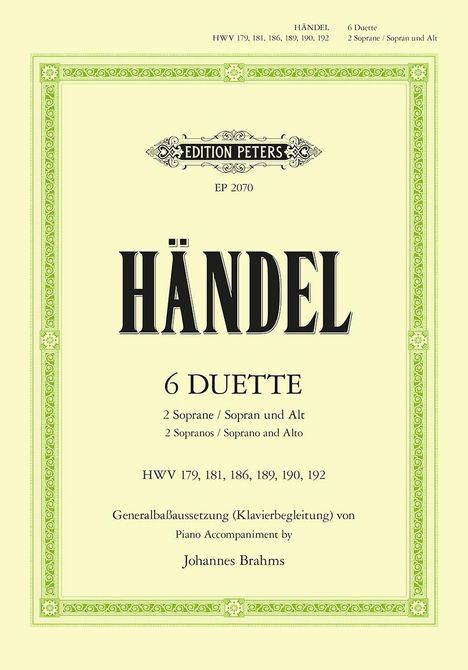 Georg Friedrich Händel: 6 Duette, Noten