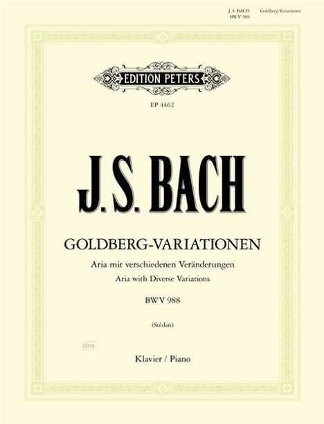Aria with Diverse Variations BWV 998 Goldberg Variations, Buch